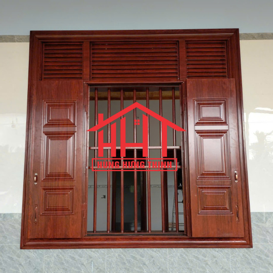 Cửa sổ 4 cánh thép vân gỗ nhập khẩu cao cấp Đắk Nông